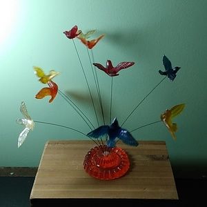 Mid century lucite wire bird sculpture 1960s by New Designs